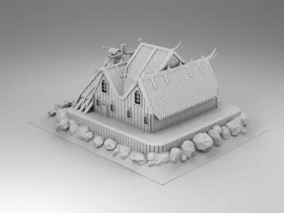 Viking house on the hill 3D print model