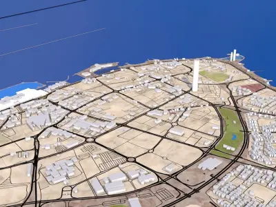 Kuwait City entire Country Low-poly 3D model
