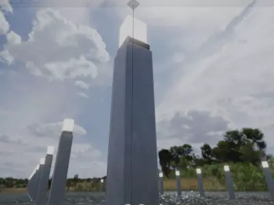 Street Light 8 Bollard 900mm Galvanized Version 3 Low-poly 3D model