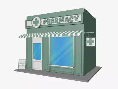 Cartoon Pharmacy Low-poly 3D model