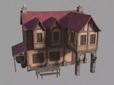Medieval inn Low-poly 3D model purchase