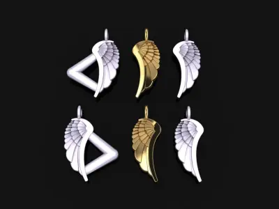 ANGEL WING DOUBLE SIDES PENDANT MID SIZE 3D print model