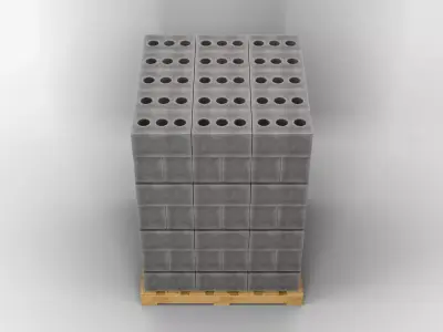 Wooden Pallet with Bricks 3 3D model