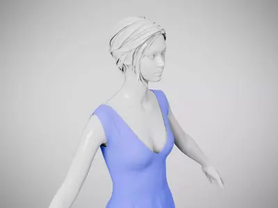 Dress 21 Very Light Blue Low-poly 3D model