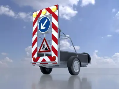 Traffic sign 615 Mobile barrier sign left 2500x1700 Low-poly 3D model