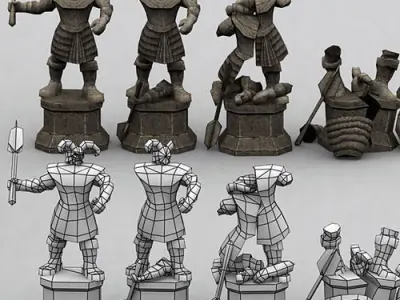 Molten chasm statues Low-poly 3D model