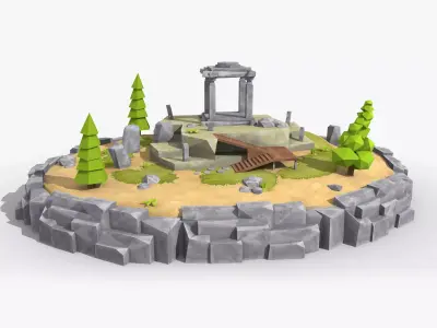 Island cartoon x1  Low-poly 3D model