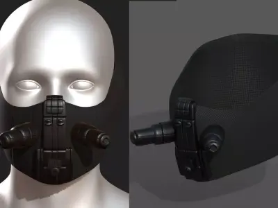 Gas mask respirator scifi futuristic  Low-poly 3D model
