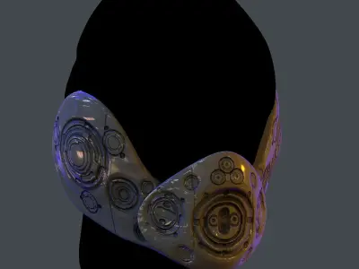 Gas mask helmet scifi Low-poly character art game space Low-poly 3D model 4