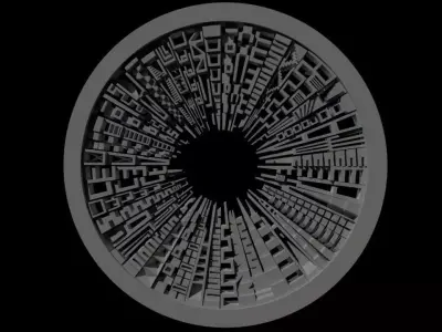 Beautiful modern wall decor - circle buildings skyline - 650mm 3D print model