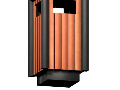 Wooden box type cage trash can Low-poly 3D model