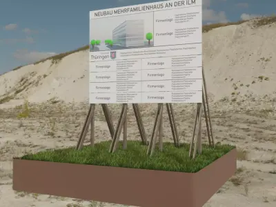 Wooden Billboard for Construction Sites Version 1 Low-poly 3D model