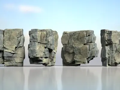 6 Modular Cliff Rocks - 240809 Low-poly 3D model