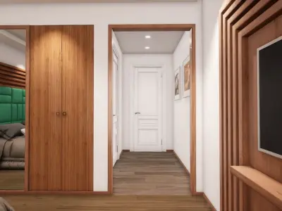HQ Modern Hotel Room Low-poly 3D model