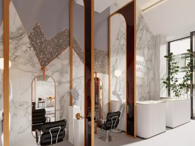 Modern Barber Chair  Workstation - Pro Hair Stylist Setup 3D model