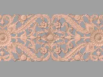 Door design 3D relief model STL format file for CNC carving E664 3D model