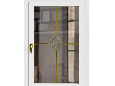 Modern PVC Window with Decorative Glass  3D model