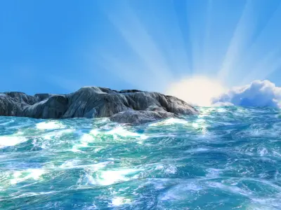 Sea Animated Low-poly 3D model