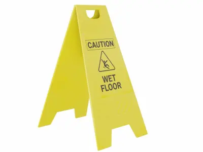The warning sign Wet Floor Low-poly 3D model