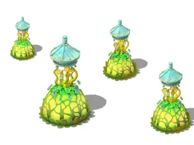 Cartoon Sky City - Emperor released the lights 3D model