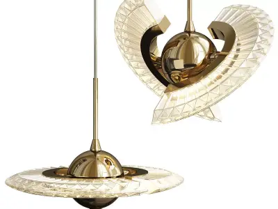 PHOENIX two gold and glass pendant lights Low-poly 3D model