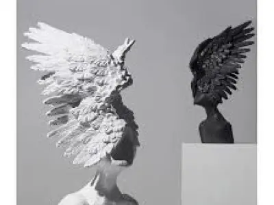 Girl music with wing 3D print model