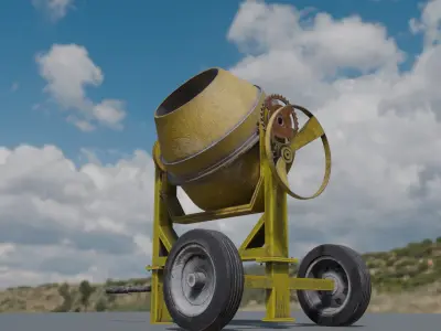 3D Cement Machine for Games and Cinematics Low-poly 3D model