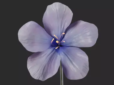 Blue Forest Flower Animated Low Poly Low-poly 3D model