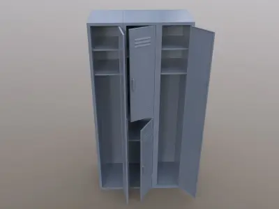 PBR School Gym Locker 04 - Grey Low-poly 3D model