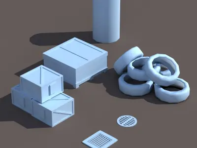 Street Element Low poly 3d Model Low-poly 3D model