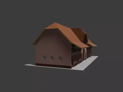 Old Industrial Factory Entrance Building  Historic Architecture 3D model