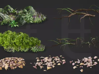 Japanese Temple Forest Lowpoly Model Pack - Japanese Forest Pack Low-poly 3D model