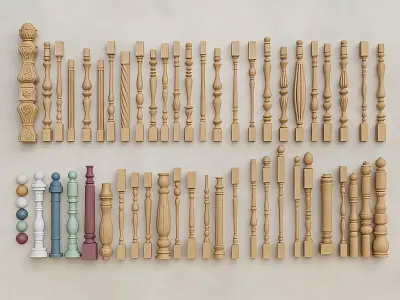 Stair handrail posts 3D model