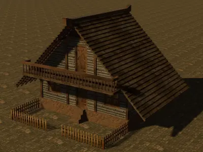 Medieval house six 15 Low-poly 3D model