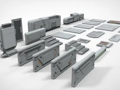 sci-fi Architecture kitbash 12 3D model