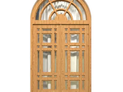 Arched wooden windows 3D model