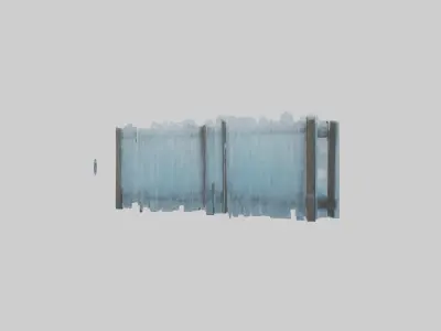 IceCovered Fence model Low-poly 3D model