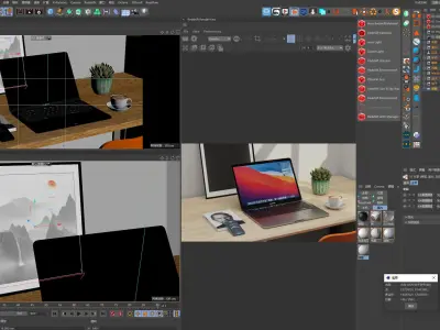 Business office scene C4D modeling rendering  3D model