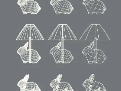 Porcelain Rabbit Table Lamp Free low-poly 3D model