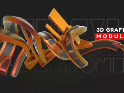 Modular 3D Graffiti Art Abstract Element Flow 3D model
