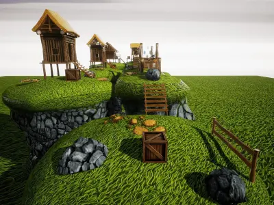 Cartoon Platformer for UNREAL Low-poly 3D model