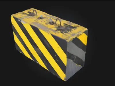 Caution Block Safety Barrier Prop 3D model