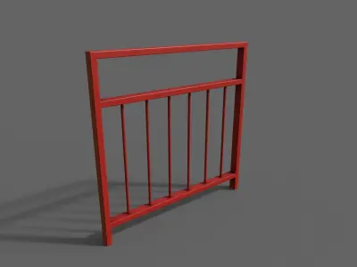 PBR Pedestrian Guard Rail Red V4 Low-poly 3D model