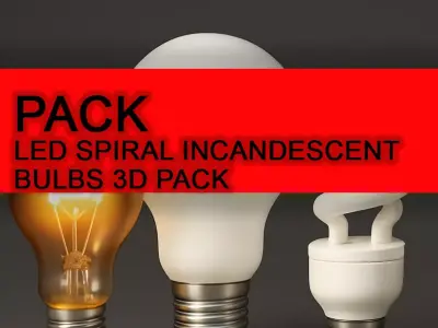 3D Pack LED Spiral Incandescent Bulbs  3D model