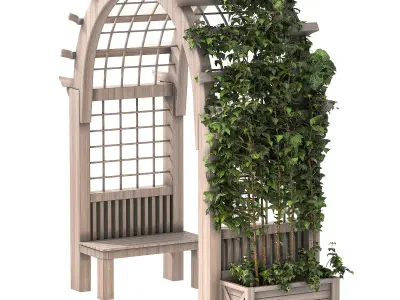 Wooden Garden Arbor 04 3D model