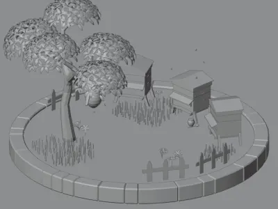 Beehive bee hive Low-poly 3D model