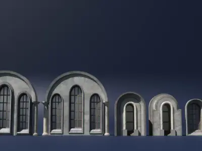 Medieval Window Set Low-poly 3D model buy