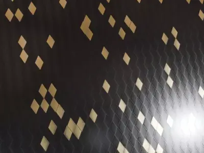 Luxury Glossy Black Tiles with Gold Diamond Inlays PBR Seamless Texture
