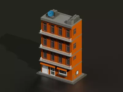 Stylized Low Poly Houses Pack 6 Game Ready Buildings Low-poly 3D model