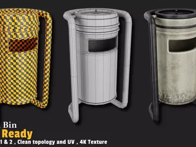 Trash Bin  Game Ready VOL01 Low-poly 3D model